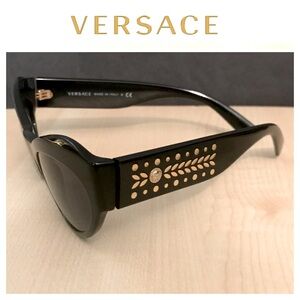 VERSACE MEDUSA Sunglasses for women modern black & gold frames NEW with case